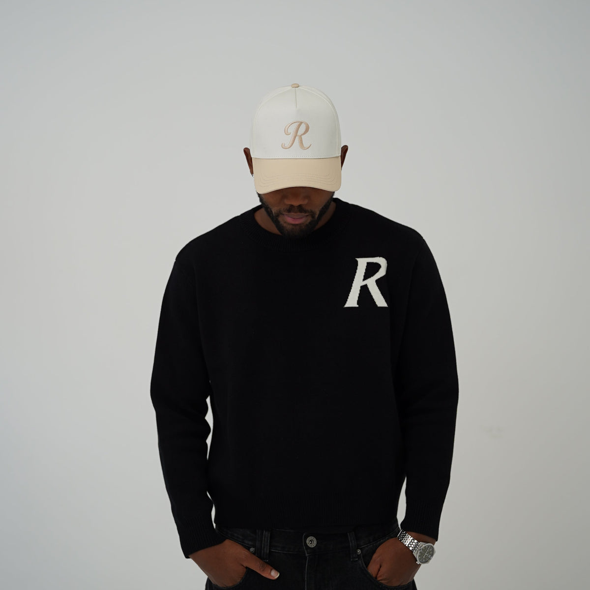 Beige & White Cap